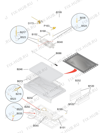 Взрыв-схема плиты (духовки) Aeg 10669GN-MN - Схема узла Oven