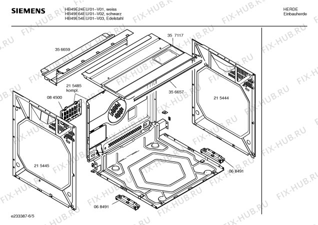 Взрыв-схема плиты (духовки) Siemens HB49E24EU - Схема узла 05
