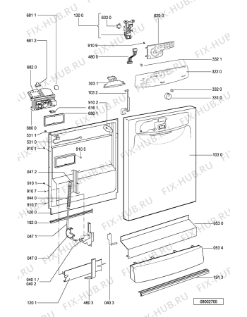 Схема №1 ADP 7962 WHM с изображением Обшивка для посудомойки Whirlpool 481245371583