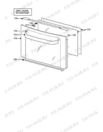 Взрыв-схема плиты (духовки) Electrolux EKC6046W - Схема узла H10 Grill door assy