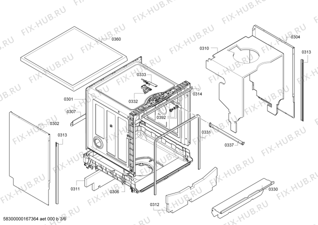Взрыв-схема посудомоечной машины Bosch SMS85L02DE Exclusiv - Схема узла 03