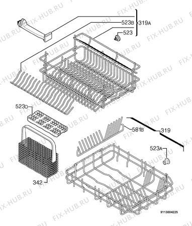 Взрыв-схема посудомоечной машины Pelgrim GVW945/P00 - Схема узла Basket 160