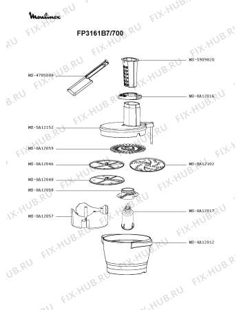 Взрыв-схема кухонного комбайна Moulinex FP3161B7/700 - Схема узла ZP003956.3P2