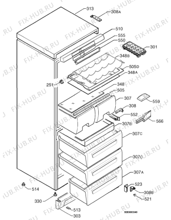 Взрыв-схема холодильника Arthurmartinelux ARA3860 - Схема узла Housing 001