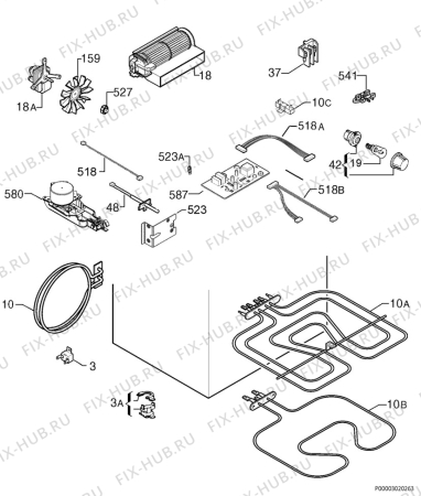 Взрыв-схема плиты (духовки) Zanussi ZYB461X - Схема узла Electrical equipment