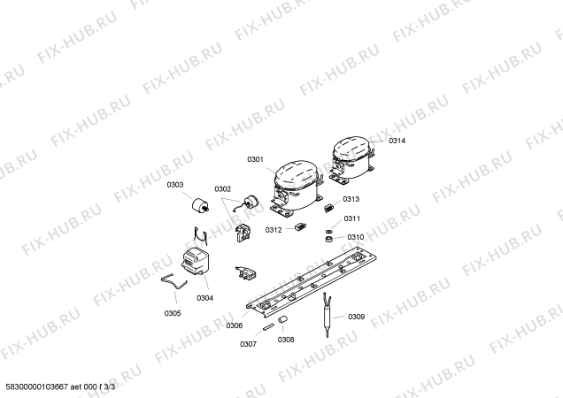 Взрыв-схема холодильника Bosch KGX28M40 - Схема узла 03