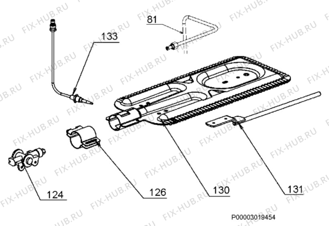 Взрыв-схема плиты (духовки) Zanussi ZCG552GW - Схема узла Functional parts