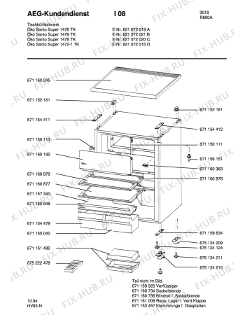 Взрыв-схема холодильника Aeg SAN1478-1 TK - Схема узла Housing 001
