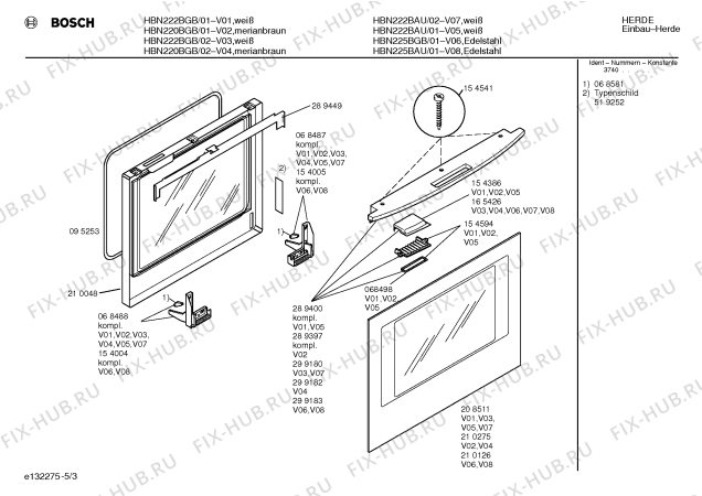 Взрыв-схема плиты (духовки) Bosch HBN225BAU - Схема узла 03