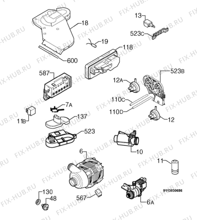 Взрыв-схема посудомоечной машины Privileg 120458_10994 - Схема узла Electrical equipment 268