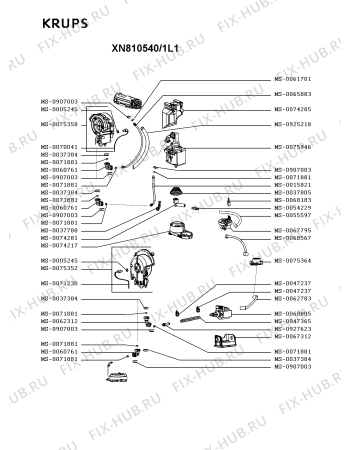 Взрыв-схема кофеварки (кофемашины) Krups XN810540/1L1 - Схема узла PP004448.5P3