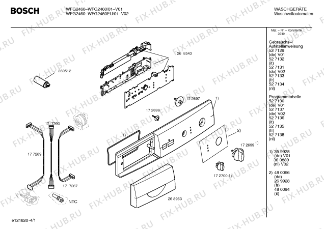 Схема №2 WFG2860EU WFG2860 с изображением Таблица программ для стиралки Bosch 00527135