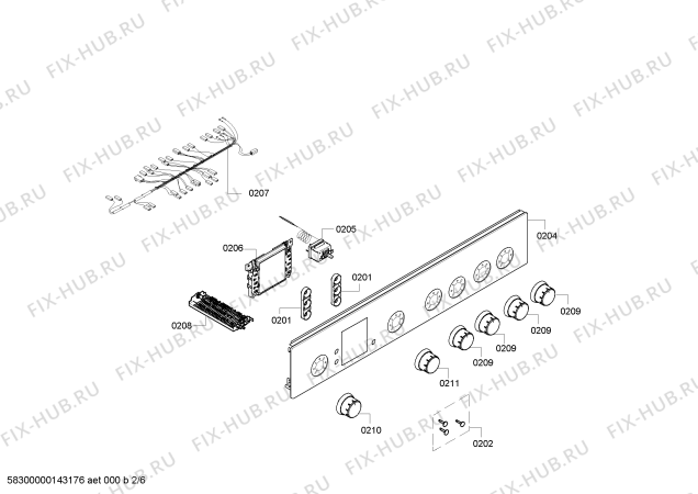 Взрыв-схема плиты (духовки) Bosch HSV745055N - Схема узла 02