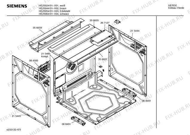 Взрыв-схема плиты (духовки) Siemens HE25044 - Схема узла 05