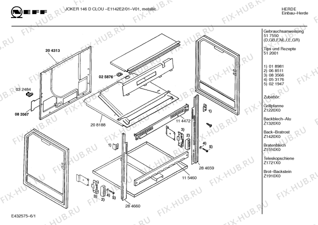 Схема №2 E1142E1 JOKER 146 D CLOU с изображением Ручка управления духовкой для плиты (духовки) Bosch 00153876