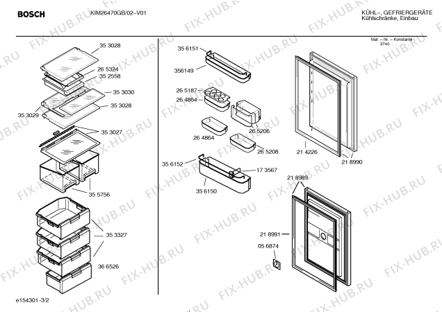 Схема №1 KIM26470GB с изображением Дверь для холодильника Bosch 00218990