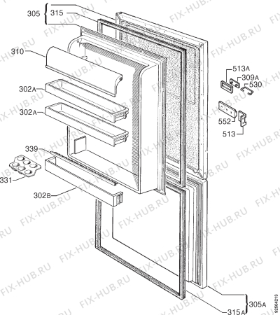 Взрыв-схема холодильника Rex FI22/10BR - Схема узла Door 003