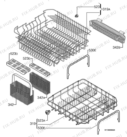 Взрыв-схема посудомоечной машины Zanussi DE6855 - Схема узла Basket 160