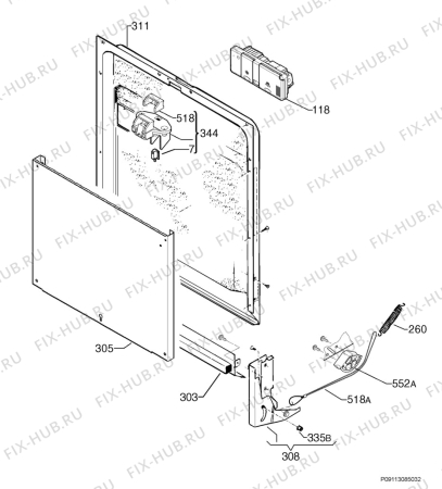 Взрыв-схема посудомоечной машины Aeg Electrolux P09113082865 - Схема узла Door 003