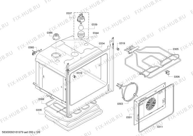 Взрыв-схема плиты (духовки) Bosch HBG23B550J - Схема узла 03