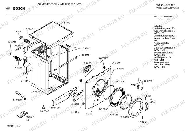 Схема №1 WFL205SFF SILVER EDITION с изображением Таблица программ для стиралки Bosch 00523971
