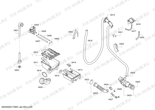 Взрыв-схема стиральной машины Bosch WAQ24378EE Avantixx 8 - Схема узла 04