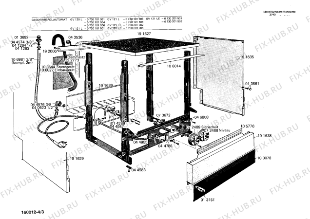 Взрыв-схема посудомоечной машины Bosch 0730201501 GV121LE - Схема узла 03