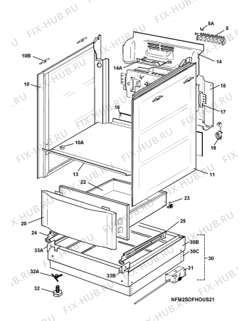 Взрыв-схема плиты (духовки) Voss Electrolux ELK2320RF 230V - Схема узла H10 Chassis