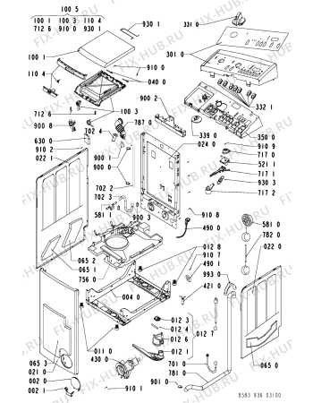 Схема №1 WAT 9365 WP с изображением Обшивка для стиралки Whirlpool 481245210245