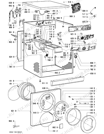 Схема №1 AWO 10761 с изображением Обшивка для стиральной машины Whirlpool 481245215841
