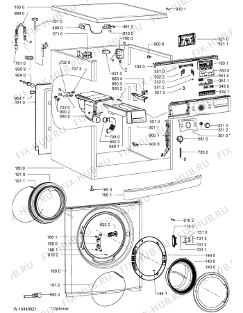 Схема №1 AWO/D 6116 с изображением Обшивка для стиральной машины Whirlpool 481010417532