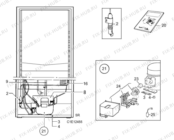 Взрыв-схема холодильника Electrolux ER2508B - Схема узла C10 Cold, users manual