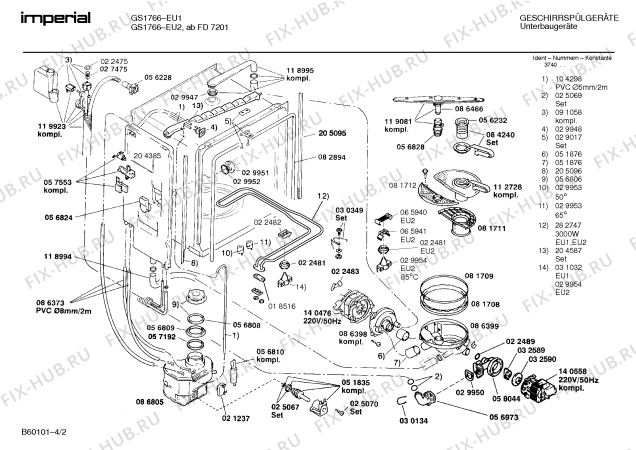 Взрыв-схема посудомоечной машины Imperial GS1766 - Схема узла 02