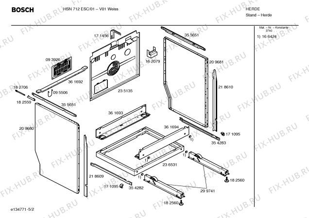 Схема №1 HSN712BSC с изображением Инструкция по эксплуатации для плиты (духовки) Bosch 00583035