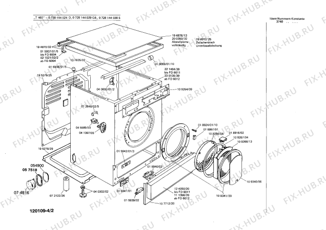 Схема №2 0728144048 T460A с изображением Элемент корпуса Bosch 00111356