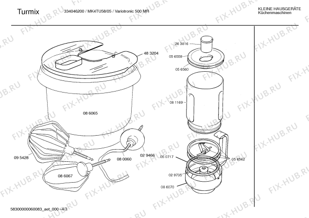 Взрыв-схема кухонного комбайна Turmix MK4TU58 Turmix varioTronic 500MR - Схема узла 03