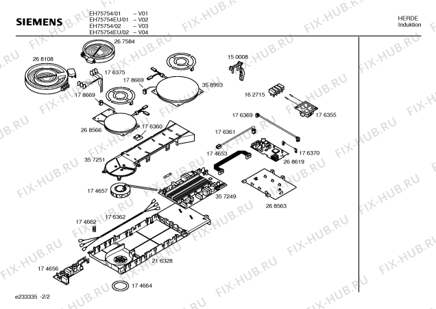 Взрыв-схема плиты (духовки) Siemens EH75754 - Схема узла 02
