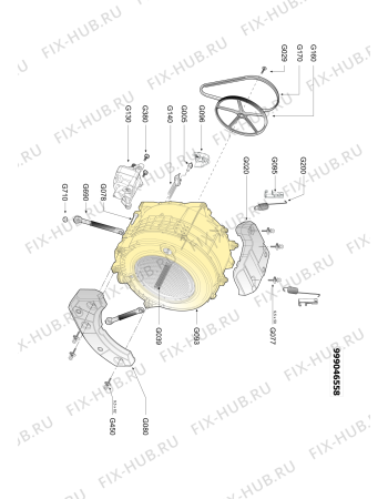 Схема №2 AWG 4107 I с изображением Люк и обрамление для стиральной машины Whirlpool 480111101415
