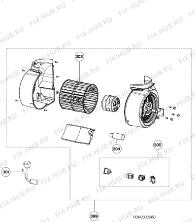 Взрыв-схема вытяжки Aeg X66453MD0 - Схема узла Motor