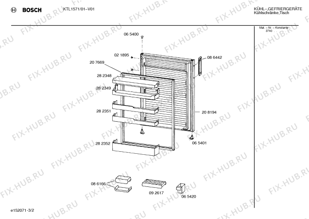 Взрыв-схема холодильника Bosch KTL1571 - Схема узла 02