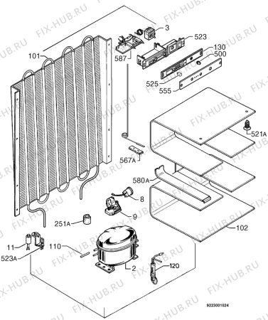 Взрыв-схема холодильника Electrolux EUO1120 - Схема узла Cooling system 017