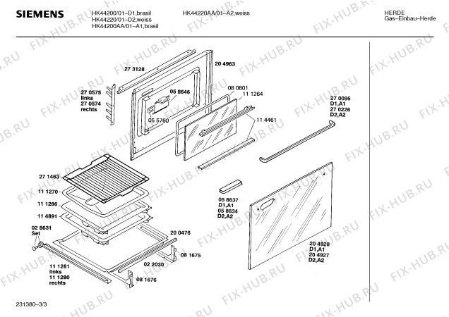 Схема №1 HK44220 с изображением Панель для плиты (духовки) Siemens 00273621