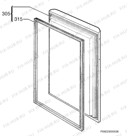 Взрыв-схема холодильника Zanussi ZVR47R - Схема узла Door 003