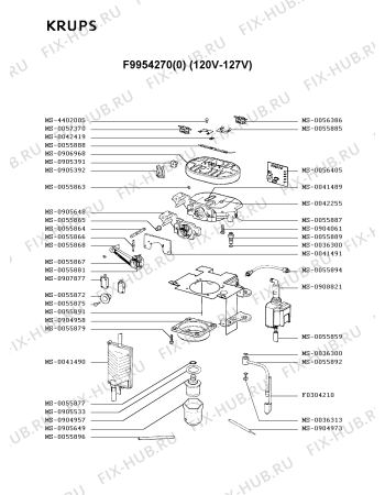 Взрыв-схема кофеварки (кофемашины) Krups F9954270(0) - Схема узла NP001874.3P2