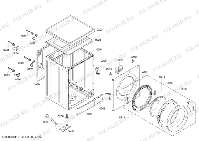 Взрыв-схема стиральной машины Bosch WAS28760TR Logixx 8 Sensitive - Схема узла 02