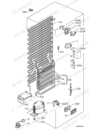 Взрыв-схема холодильника Zanussi ZX56/4SI - Схема узла Cooling system 017