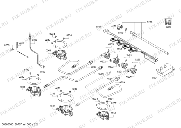 Взрыв-схема плиты (духовки) Bosch PBP615B80V 60R 4GAS CHAPA - Схема узла 02