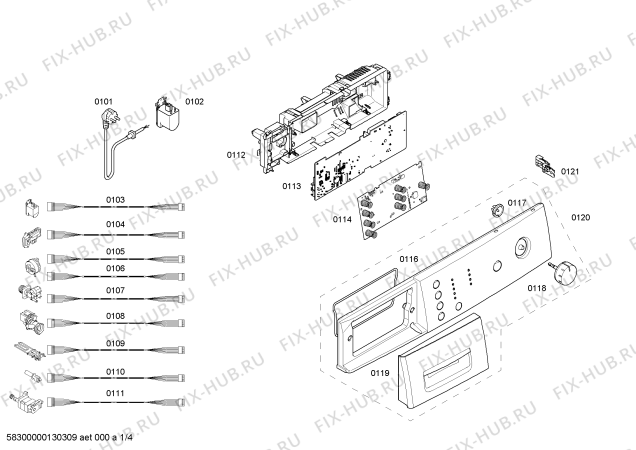 Схема №1 WAE16122IT с изображением Панель управления для стиралки Bosch 00668841