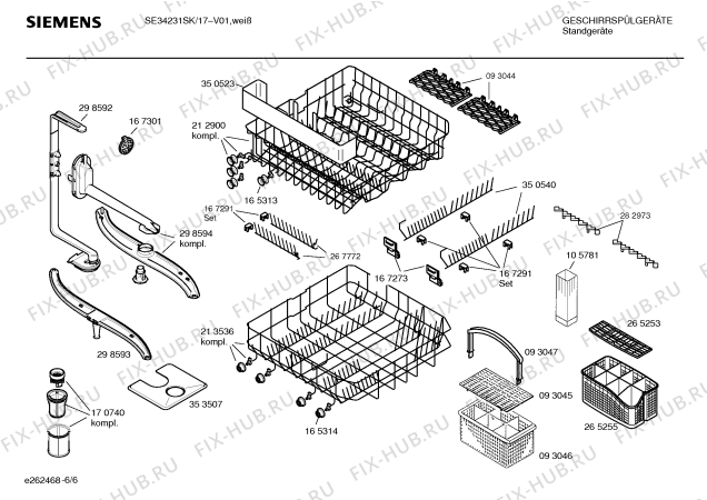 Взрыв-схема посудомоечной машины Siemens SE34231SK - Схема узла 06