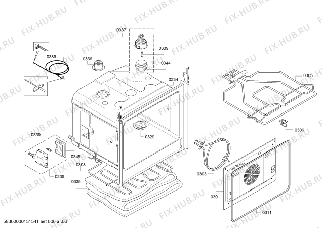 Схема №1 HBA38B762D с изображением Ремкомплект для плиты (духовки) Bosch 00704210